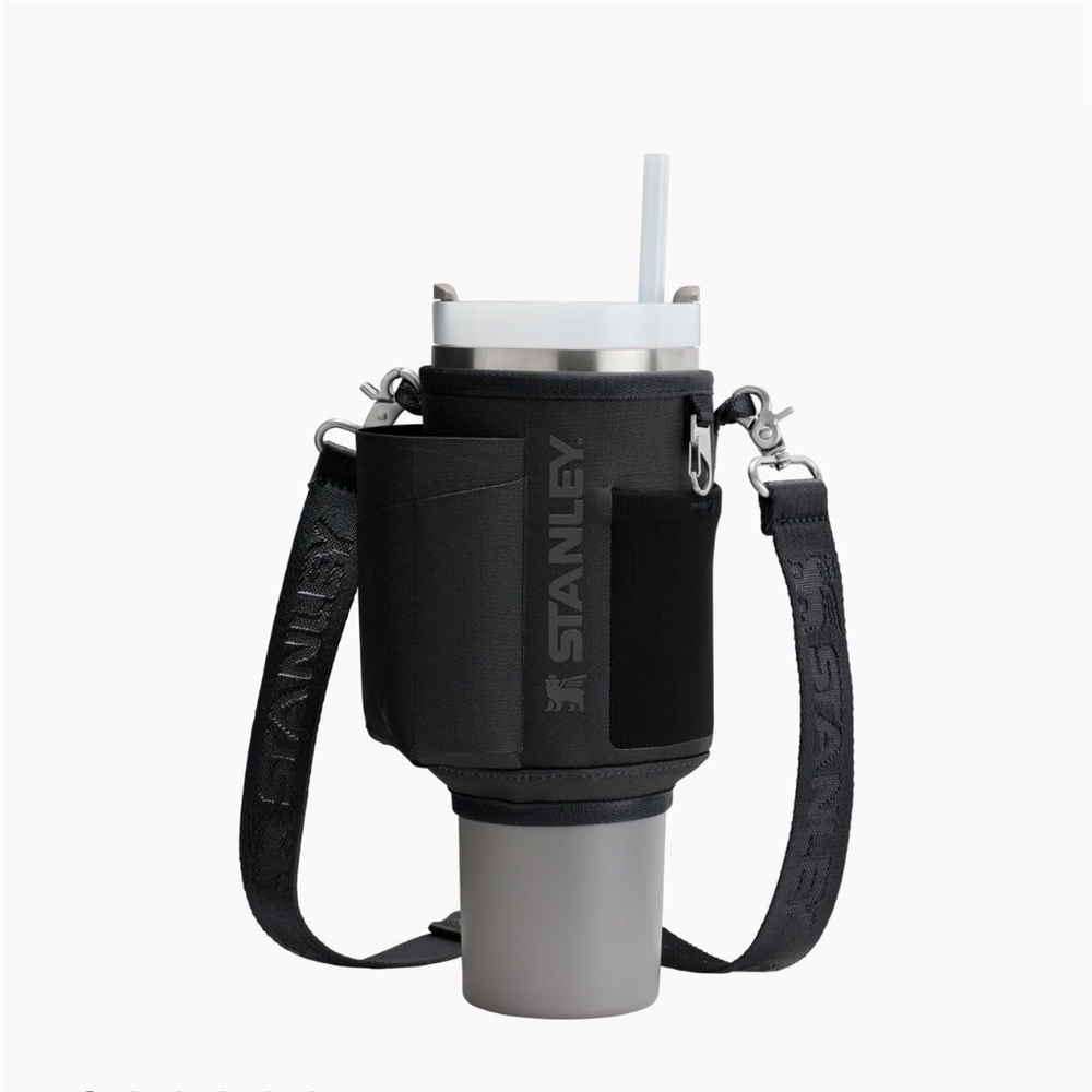 Stanley Black and Gray Tumbler with Carry Strap